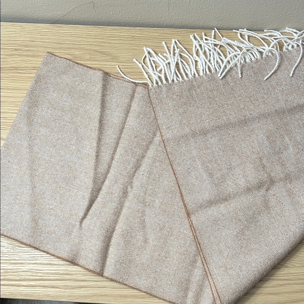 NWT Elegant Tan Herringbone Scarf